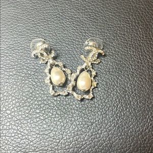 CHANEL 2020 faux pearl and drop hoop earring with original packaging. Brand New